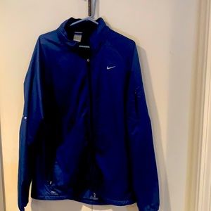 NIKE Men’s XL Waterproof Jacket Reflective Mesh Breathable Pockets Blue Black